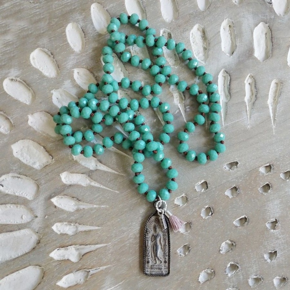 NEW Sundance Catalog Turquoise Crystal Buddha Pendant Necklace